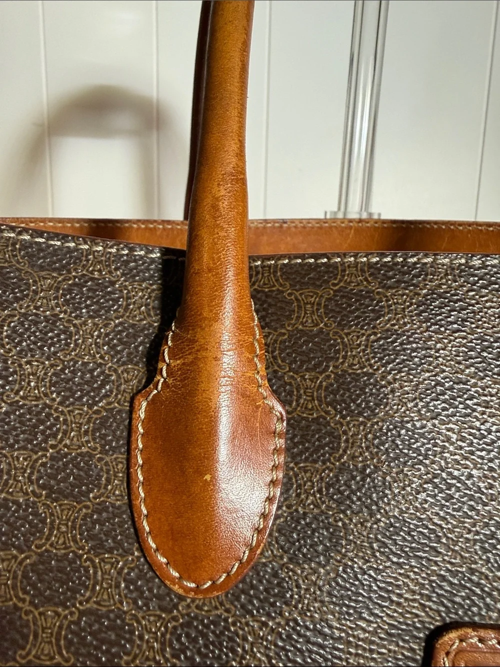 Vintage Celine Macadam Tote Bag Brown Coated Canvas Leather Italy Large Shopper - Picture 17 of 17